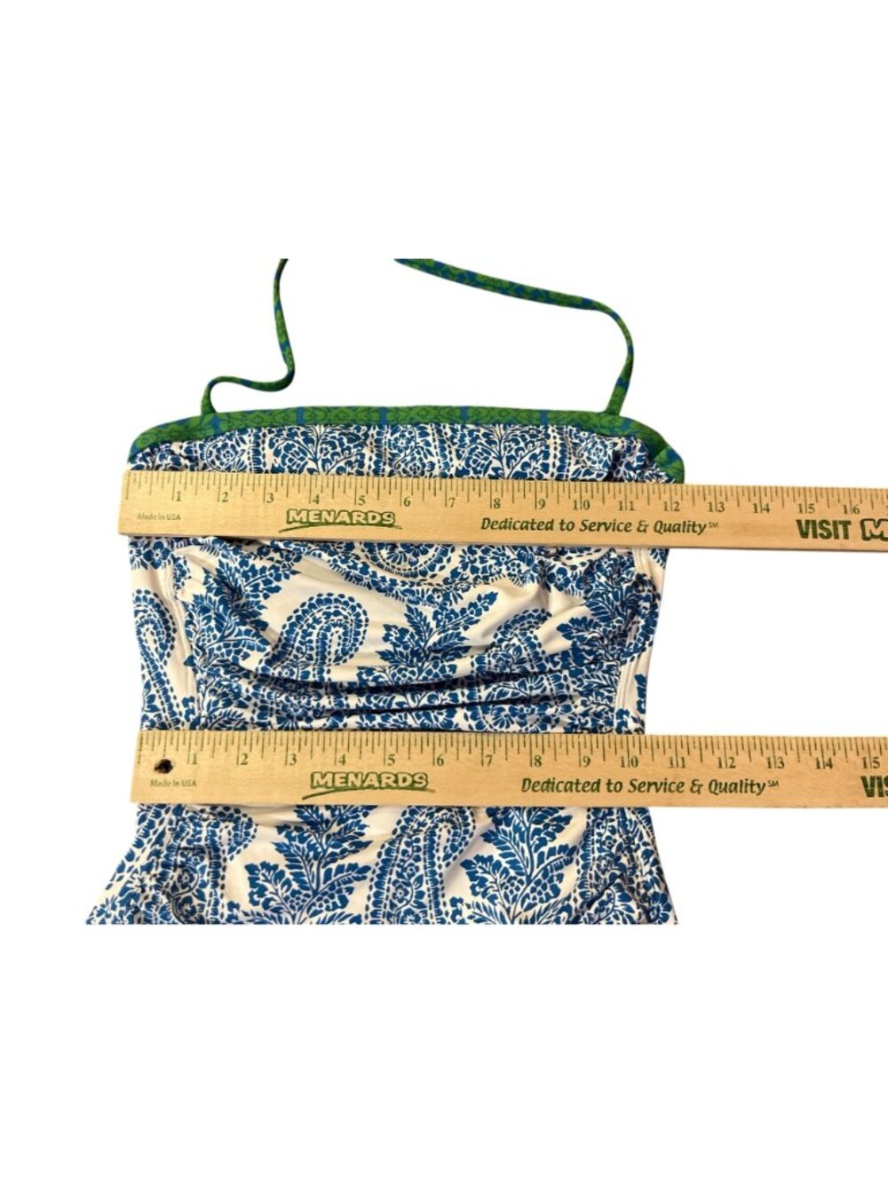 Tommy Bahama Womens 6 One Piece Swimsuit Blue White Paisley Halter Used - Picture 13 of 16